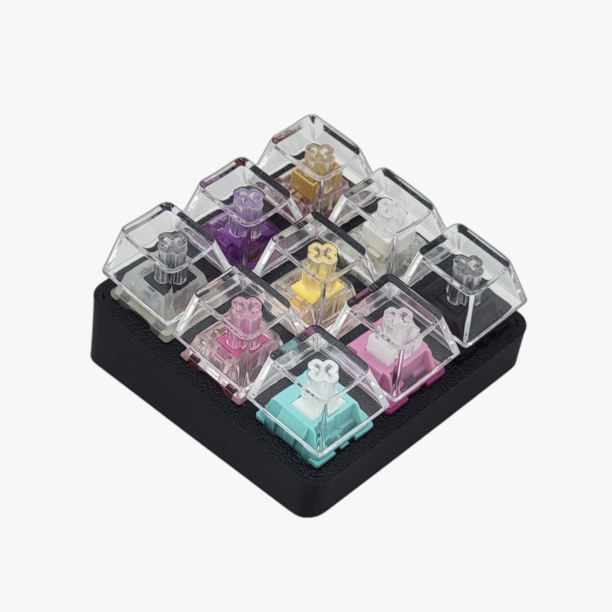 3×3 custom mechanical keyboard switch tester, clear caps